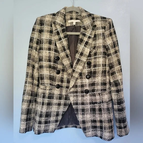 Veronica Beard Rhinestone Miller Dickey Plaid Tweed Jacket Size 2 Black - Picture 3 of 16